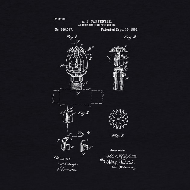 Automatic Fire Sprinkler patent 1895 fire Alarm and Fireman Gift by Anodyle